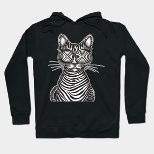 Trippy Psychedelic Rave Weirdcore Cat Lover Weird Cat Hoodie